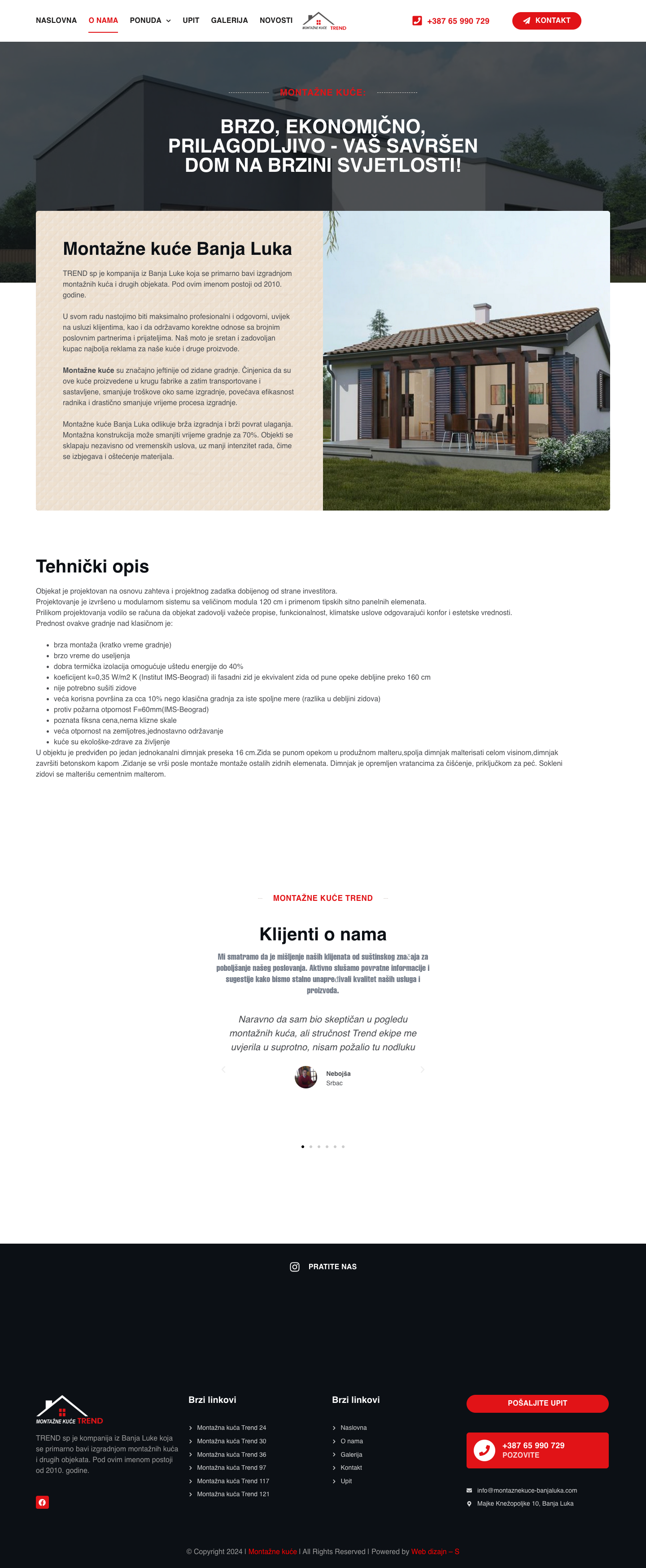 Montažne kuće Banja Luka - Trend - projekti