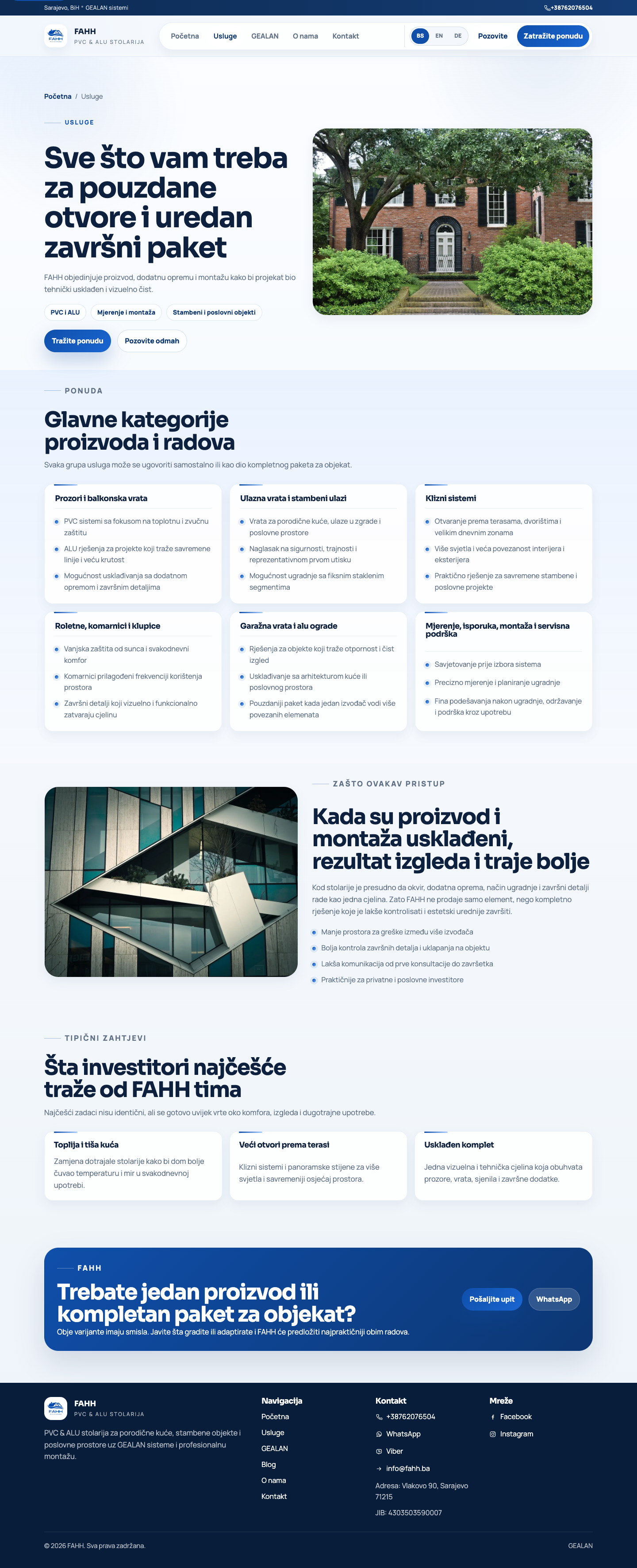 Pvc i Alu stolarija “ FAHH “ - projekti