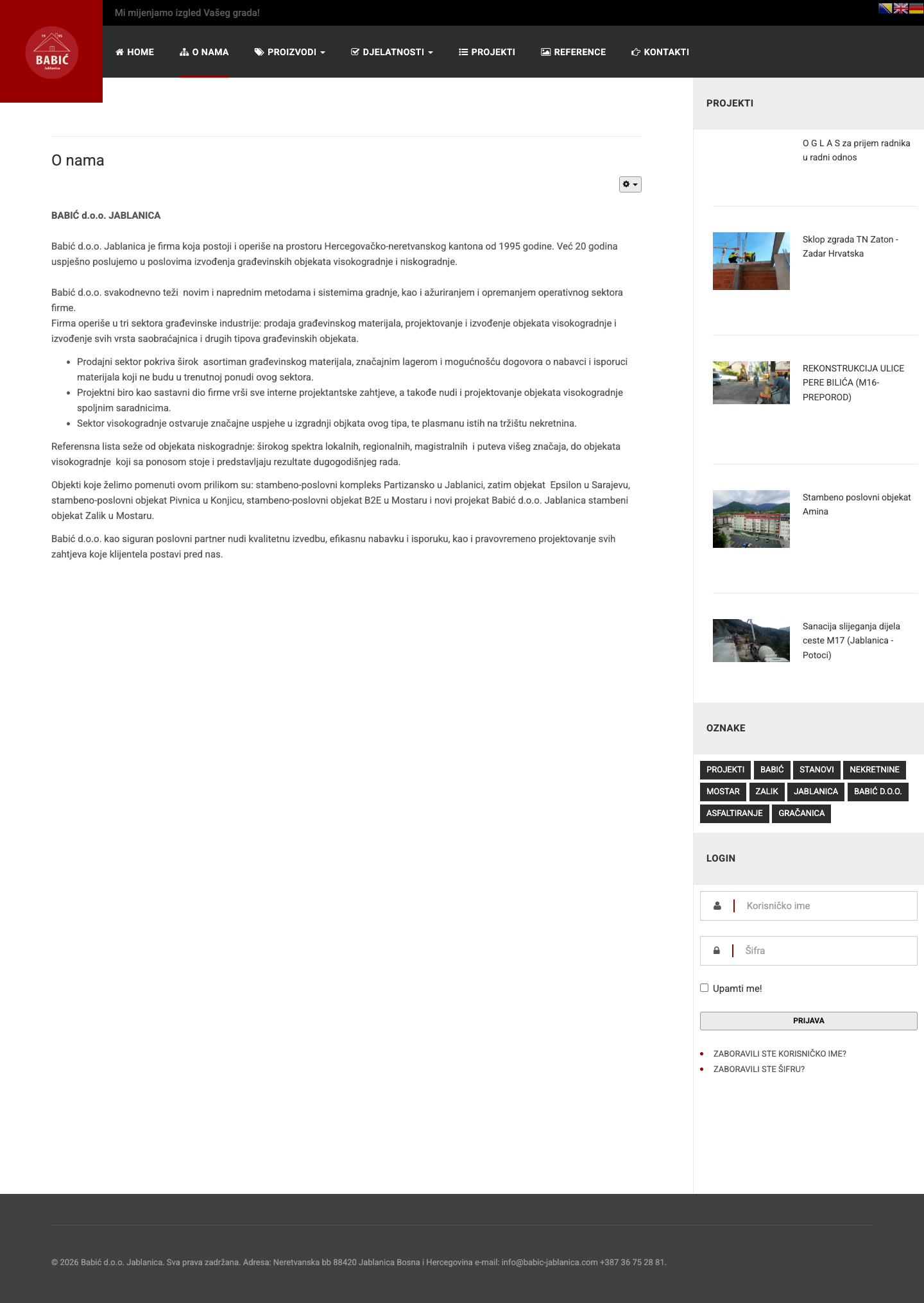 Babić d.o.o. Jablanica - projekti