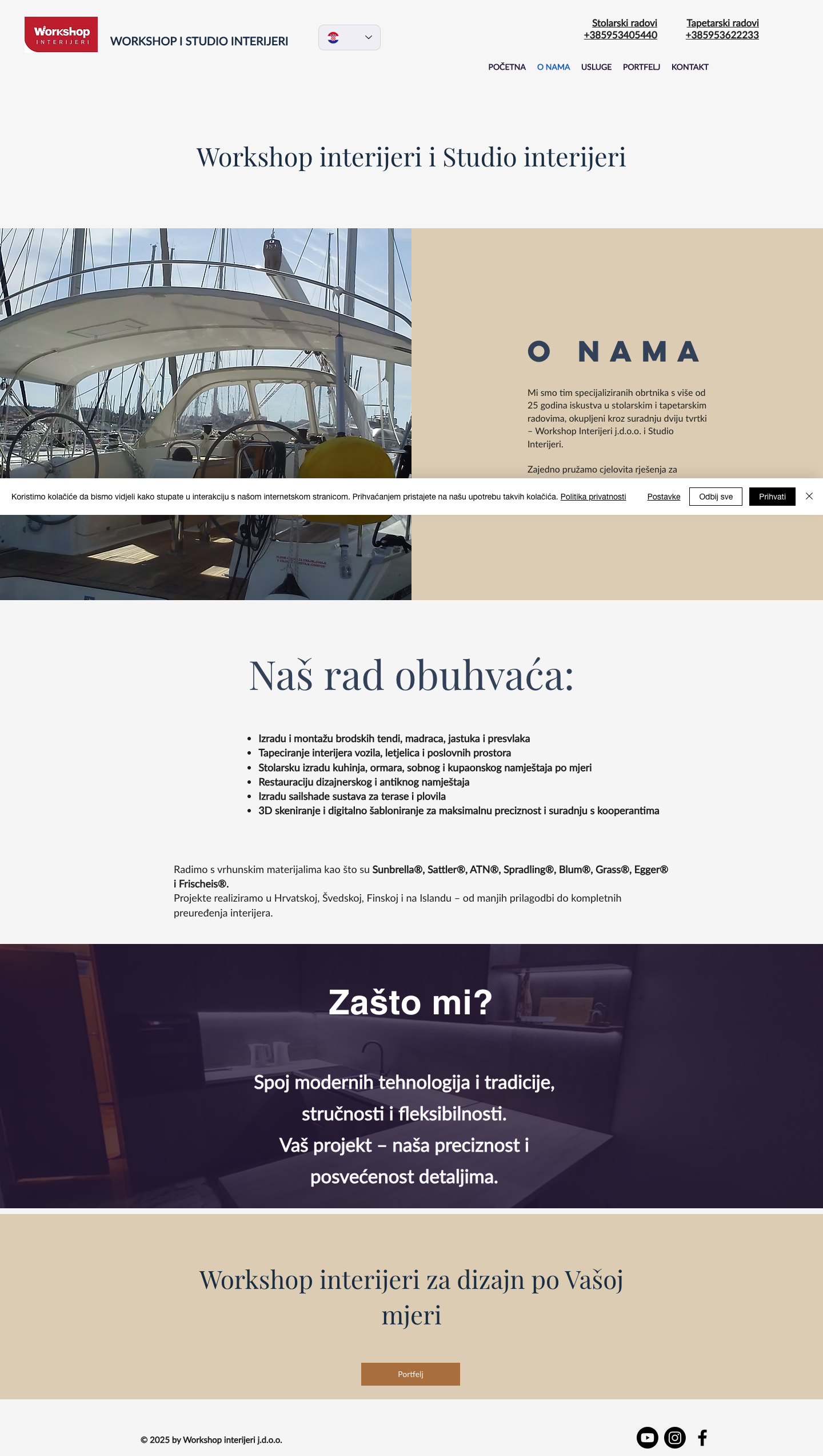 Workshop Interijeri – tapeciranje jahti, automobila i namještaja, izrada brodskih tendi - projekti