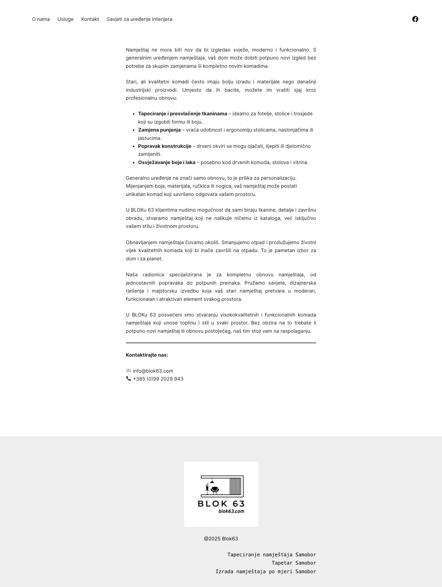 Tapetarski obrt Blok 63 - projekti