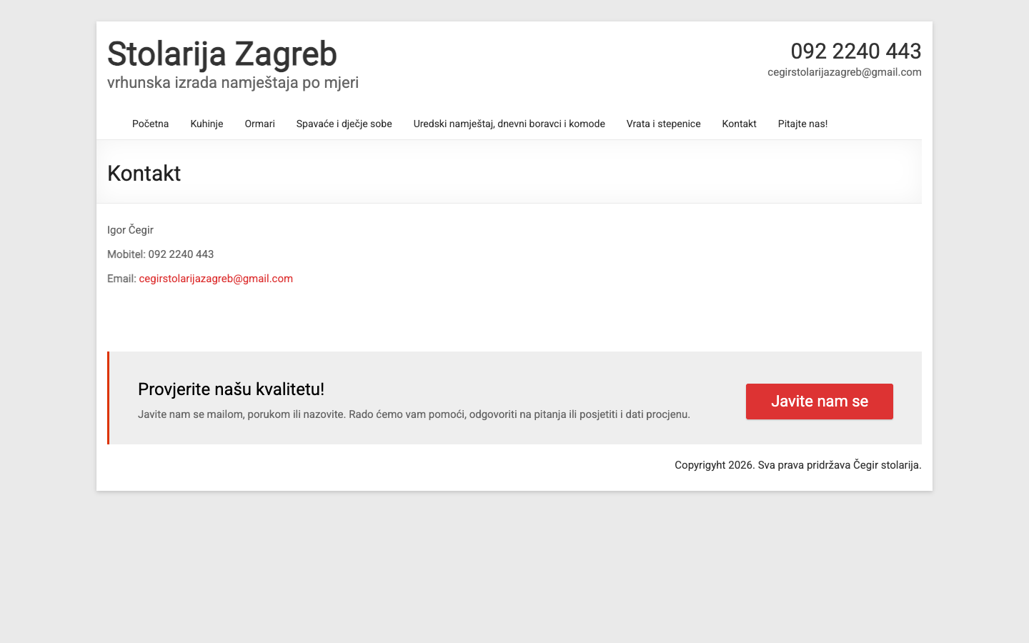 Stolarija Zagreb - projekti