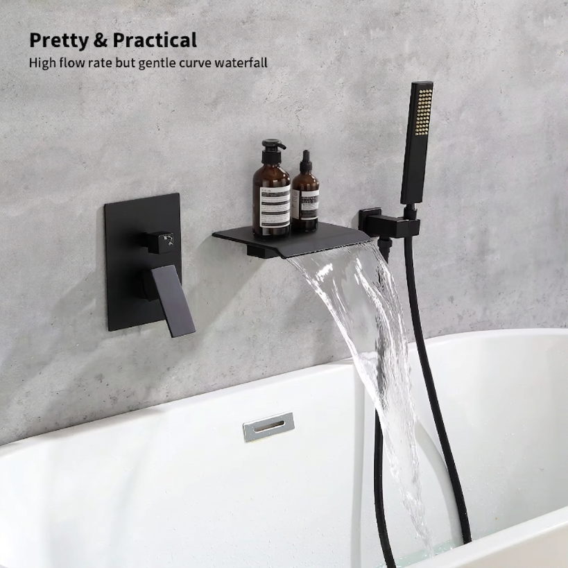 Rubinetto vasca NPT con doccetta nero opaco a cascata ELITE EDITION BSW1678