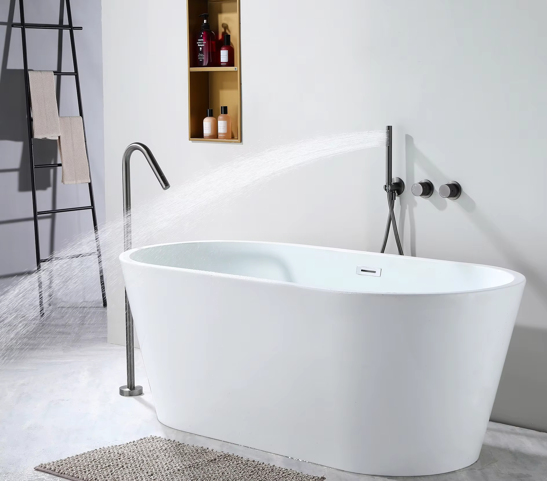 Rubinetto da vasca a pavimento ELITE EDITION BFC1722 con doccetta e getto d'acqua ad arco