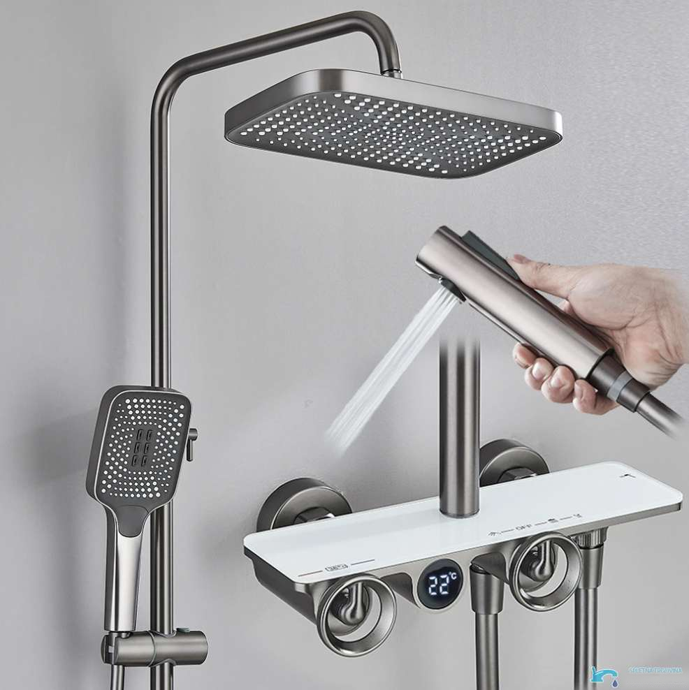 Sistema doccia esterno ELT1104 termostatico con display digitale e doccetta