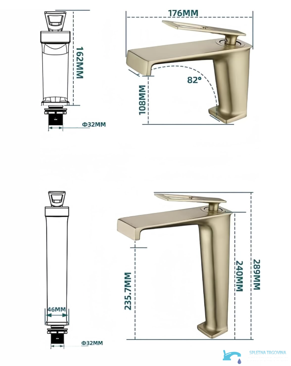 Misure di installazione del rubinetto per lavabo ELITE EDITION BBS1257