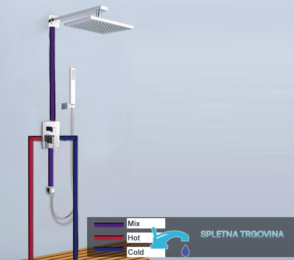 Sistema doccia da incasso EYN PT77075 con LED, getti multipli e più finiture, tra cui cromo e nero