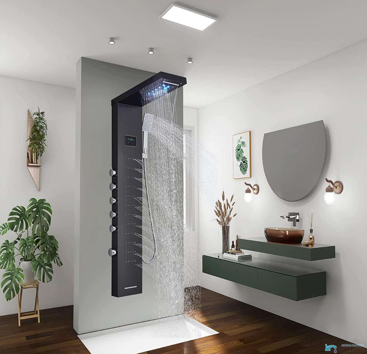 sistema doccia BSP2040 - sistema doccia nero, colonna doccia con LED