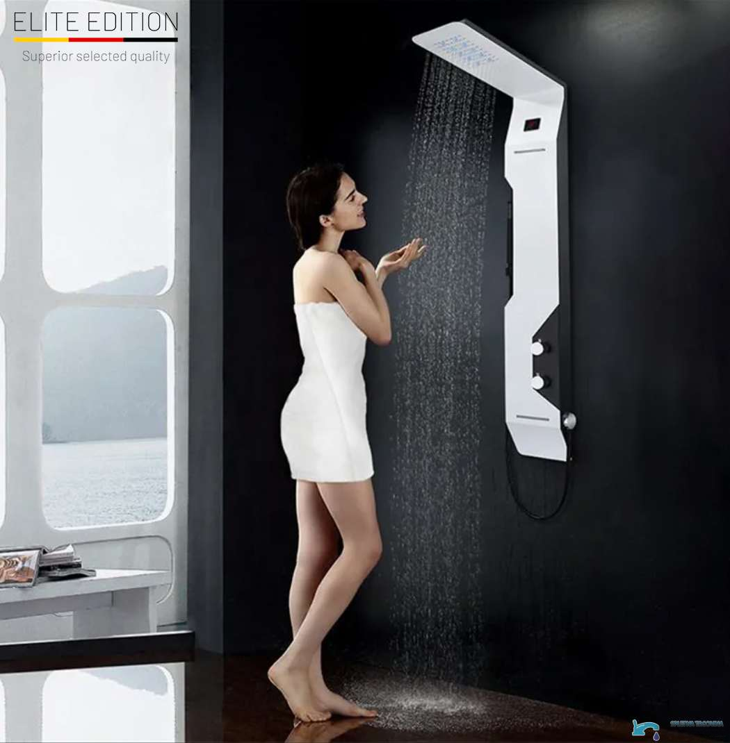 ELITE EDITION DELUX BSP1412 mattfehér zuhanypanel esőztetővel és kézizuhannyal