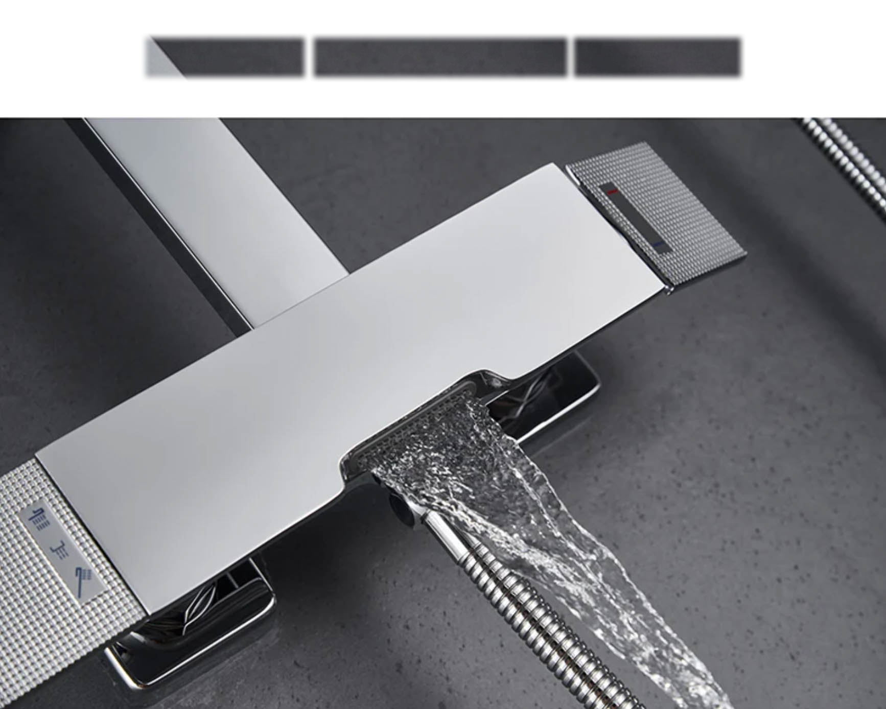 Bocca a cascata integrata nel miscelatore del sistema doccia BSE1419 cromato