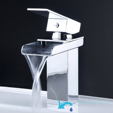 Miscelatore per lavabo EYN206 con bocca aperta a cascata e finitura cromata