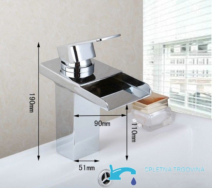 Rubinetto da piano per lavabo EYN206 con erogazione a cascata, illuminazione LED opzionale e più finiture