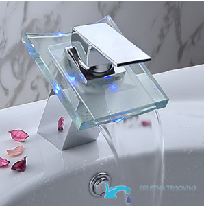 EYN cq0812 - rubinetto a cascata bagno, miscelatore lavabo con LED