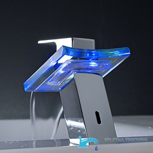 EYN cq0812 - LED-Wasserfallarmatur, Waschtischarmatur Chrom