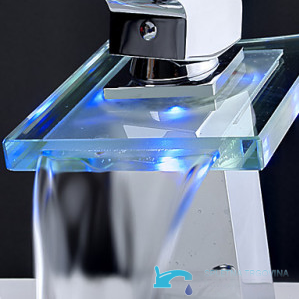Bocca in vetro del rubinetto a cascata EYN cq0812 con illuminazione blu