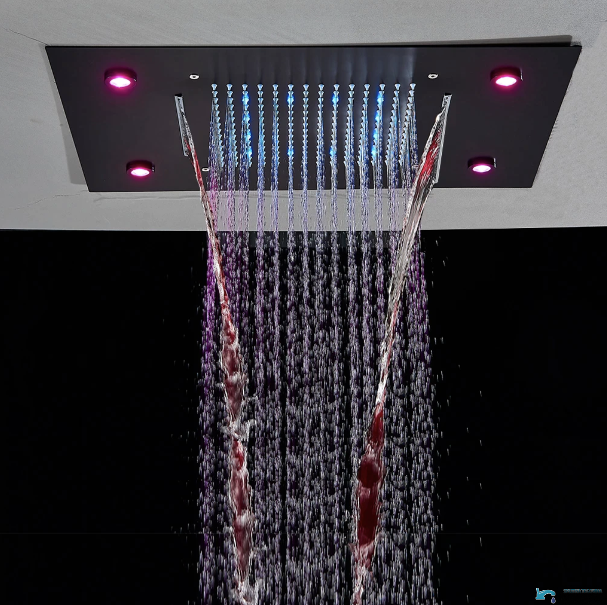 PT8899 zuhanyrendszer falba süllyesztett kialakítással egy modern fürdőszobában
