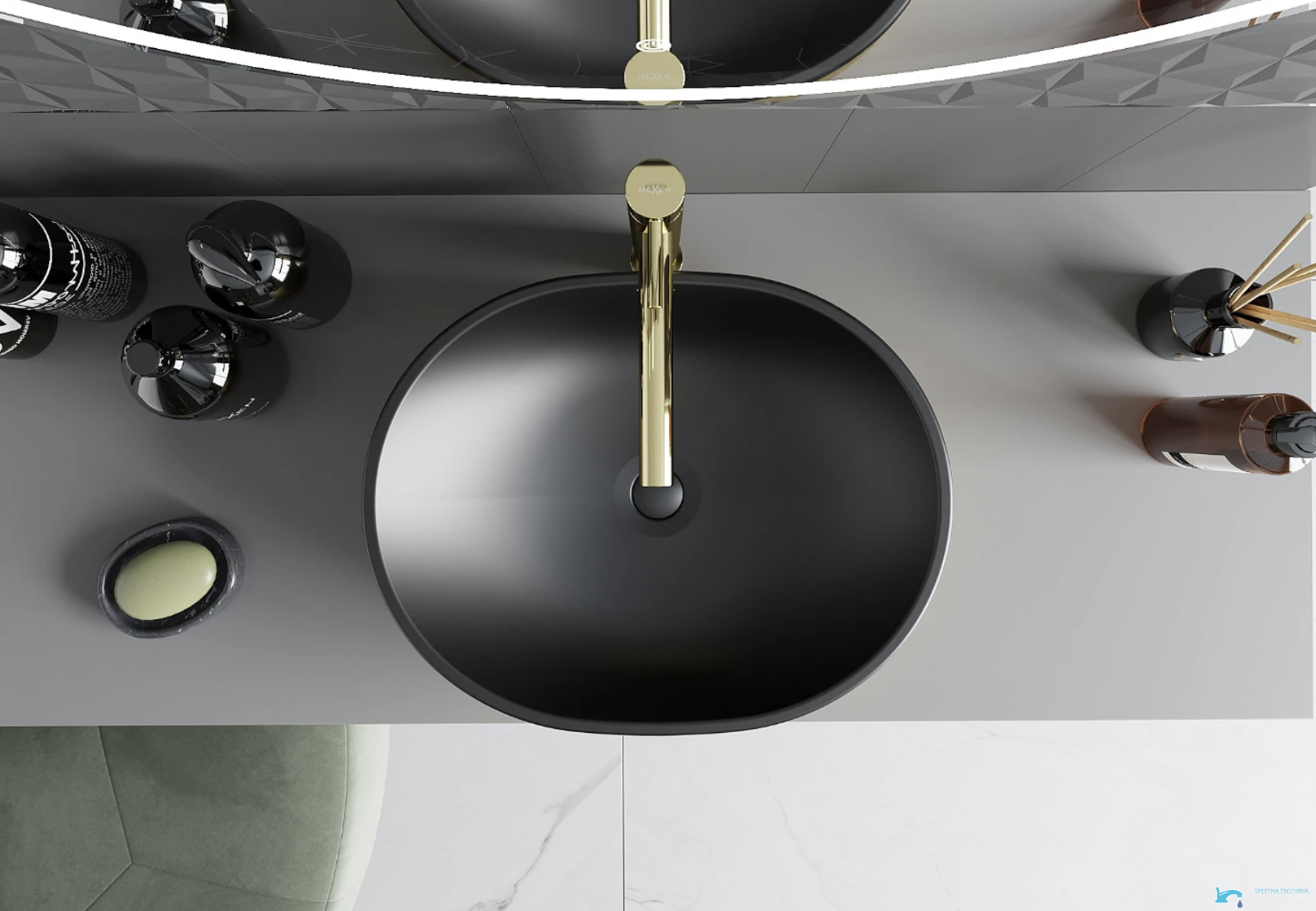 GU1798 - lavabo da appoggio nero opaco, lavabo ovale