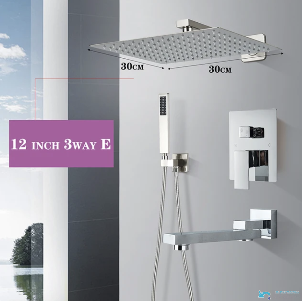 Pannello doccia da incasso PT04042 con soffione da 30 × 30 cm