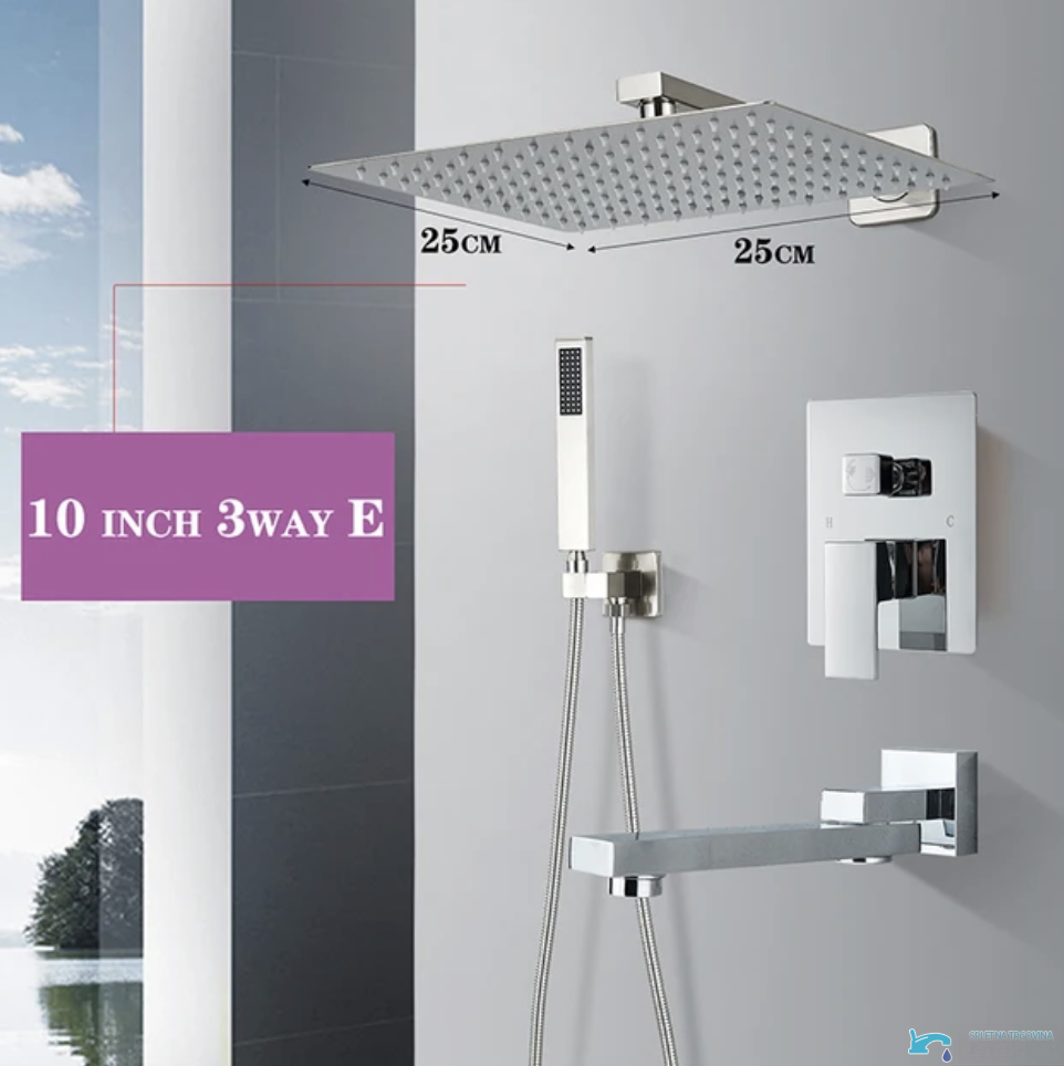 Pannello doccia da incasso EYN PT04042 in ottone con LED, getti multipli e più finiture