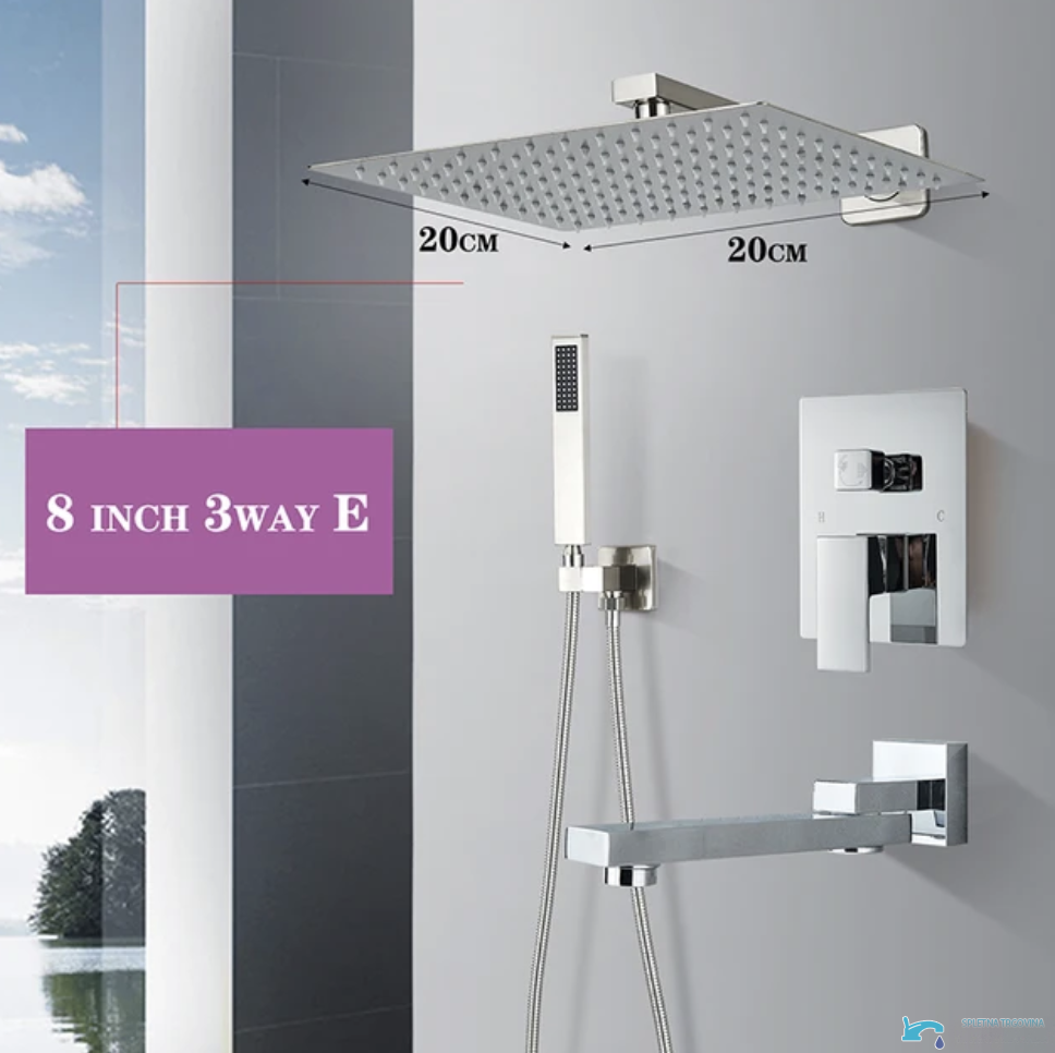 Pannello doccia da incasso EYN PT04042 in ottone con LED, getti multipli e più finiture