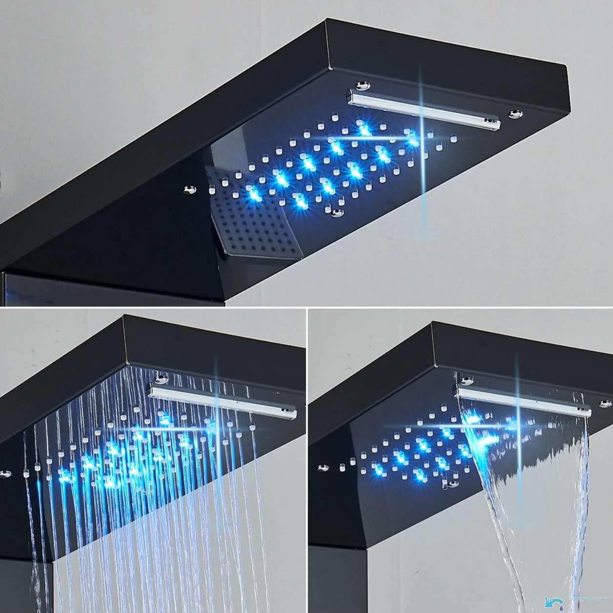 Soffione LED del sistema doccia BSP1912 con getto a pioggia e cascata
