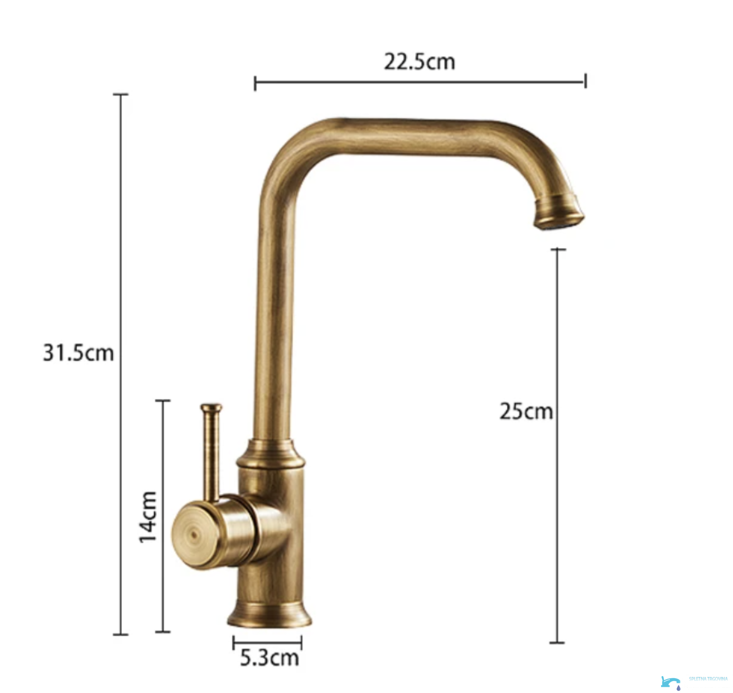 Misure del rubinetto per lavabo AQ1829 con bocca alta