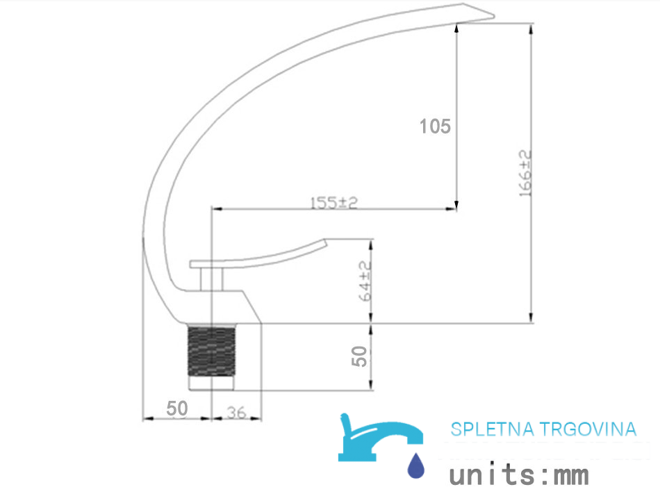 Dimensioni tecniche del rubinetto per lavabo KA72932