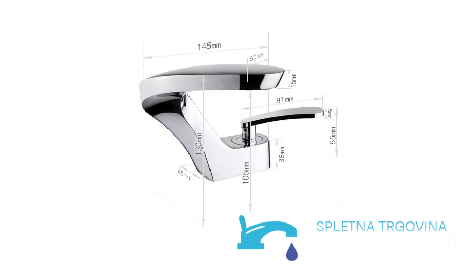 Dimensioni tecniche del rubinetto da bagno KA17318 da piano