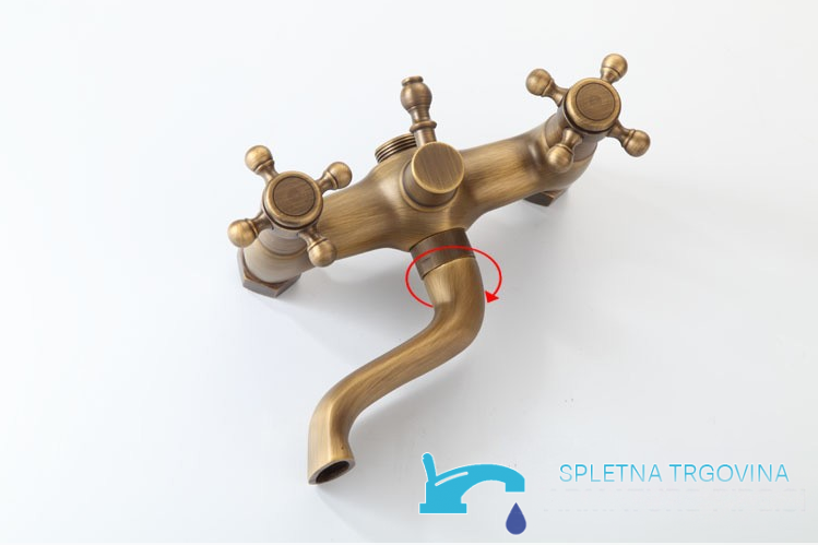 Rubinetteria del sistema doccia EYN NSB76437 con bocca per vasca orientabile e manopole a croce