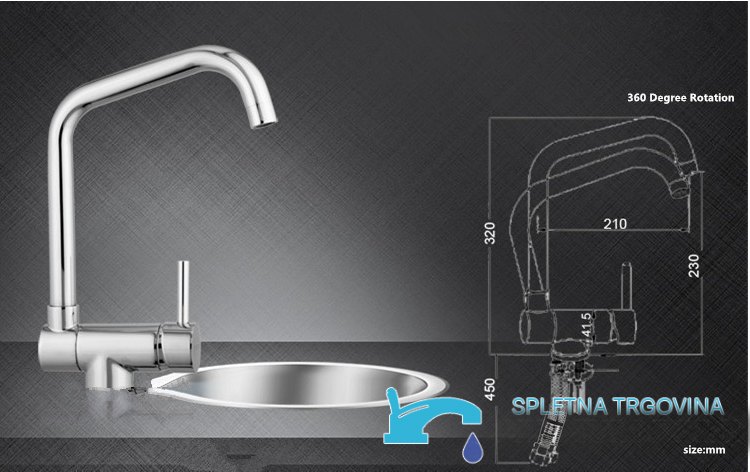 Rubinetto da bagno da piano EYN PA13536 in ottone con LED e bocca girevole, cromo, nero e nero opaco
