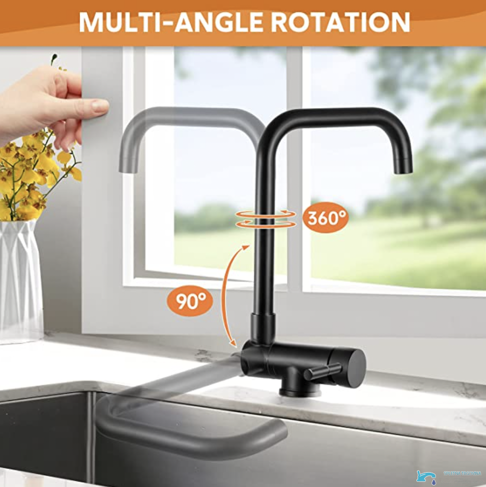 Rubinetto da bagno PA13536 con rotazione a 360° e bocca ribaltabile