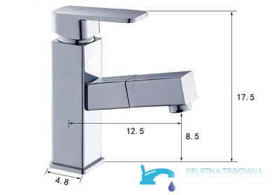 Misure del rubinetto da bagno EYN woo-3059 con doccetta estraibile