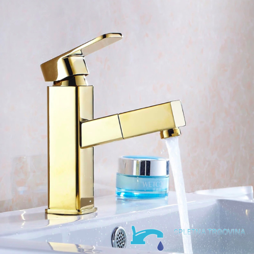 woo-3059 - rubinetto bagno con doccetta estraibile, rubinetto lavabo dorato
