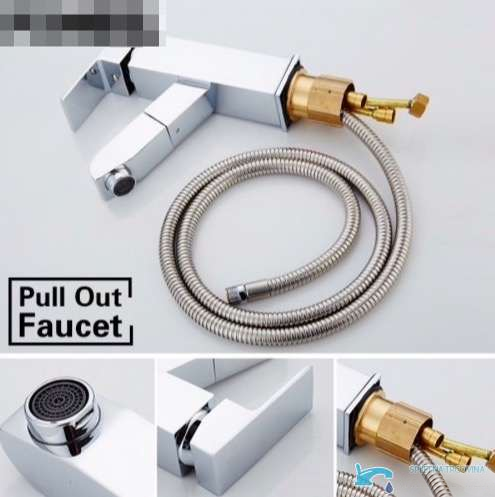 Rubinetto da bagno da piano EYN woo-3059 con doccetta estraibile e LED, disponibile in più finiture