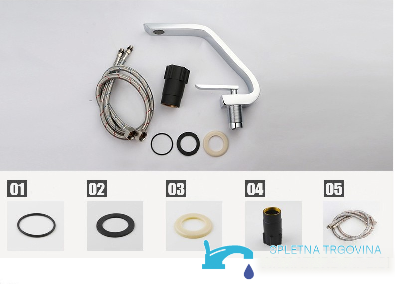 Dotazione del rubinetto per lavabo KA933141 con flessibili e fissaggi