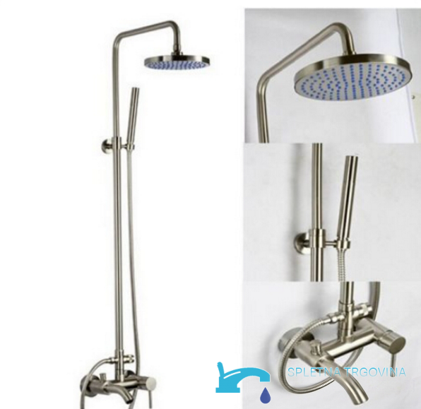 Aufputz-Duschsystem NSN07693 mit Kopfbrause und Handbrause in Silber