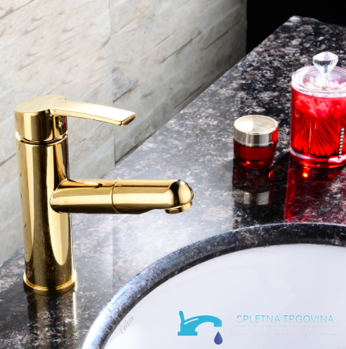 Rubinetto da bagno KZI8705 con doccetta estraibile in finitura oro