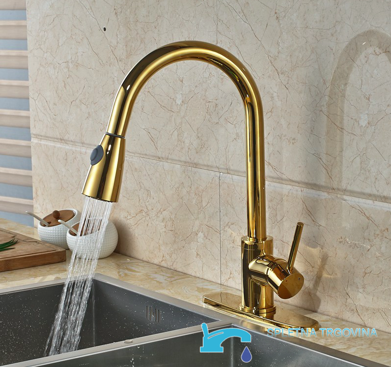 KZI6168 - rubinetto cucina oro, rubinetto cucina con getto doccia