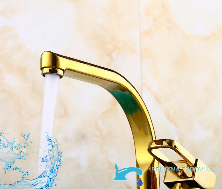 Rubinetto da bagno da piano EYN KZI1623 con doccetta estraibile LED, in più finiture come oro e cromo