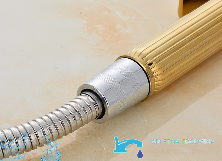 Rubinetto da bagno da piano EYN KZI1623 con doccetta estraibile LED, in più finiture come oro e cromo