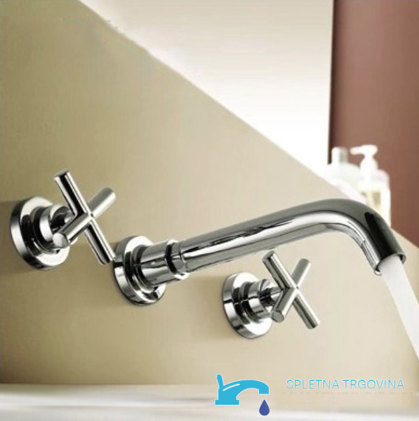 Rubinetto a parete per lavabo EYN SU0167 con LED, disponibile in più finiture