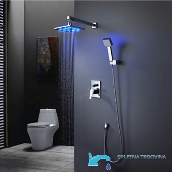 sistema doccia woo-2436 - doccia da incasso bagno moderno, soffione a pioggia LED