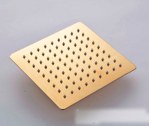 Soffione quadrato PT34451 in oro lucido con ugelli scuri