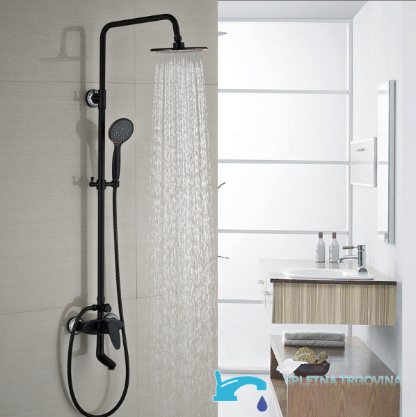 Sistema doccia NTC79887 nero opaco con soffione e doccetta