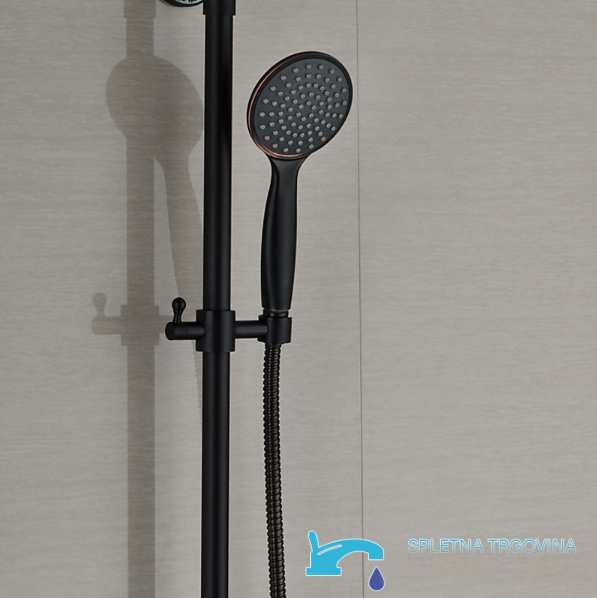 Doccetta nera opaca NTC79887 con flessibile e ugelli color argento
