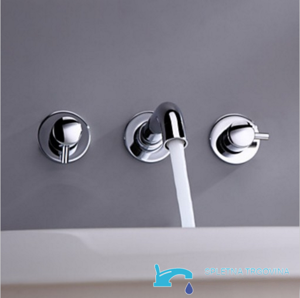 Rubinetto a parete per lavabo EYN SU2321 in ottone cromato con LED