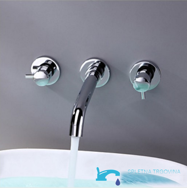 SU2321 - rubinetto lavabo a parete, rubinetto cromato a due manopole