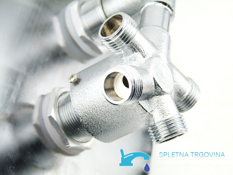 Sistema doccia da incasso EYN PTS50425 in ottone cromato con LED, getti massaggianti e doccia multigetto