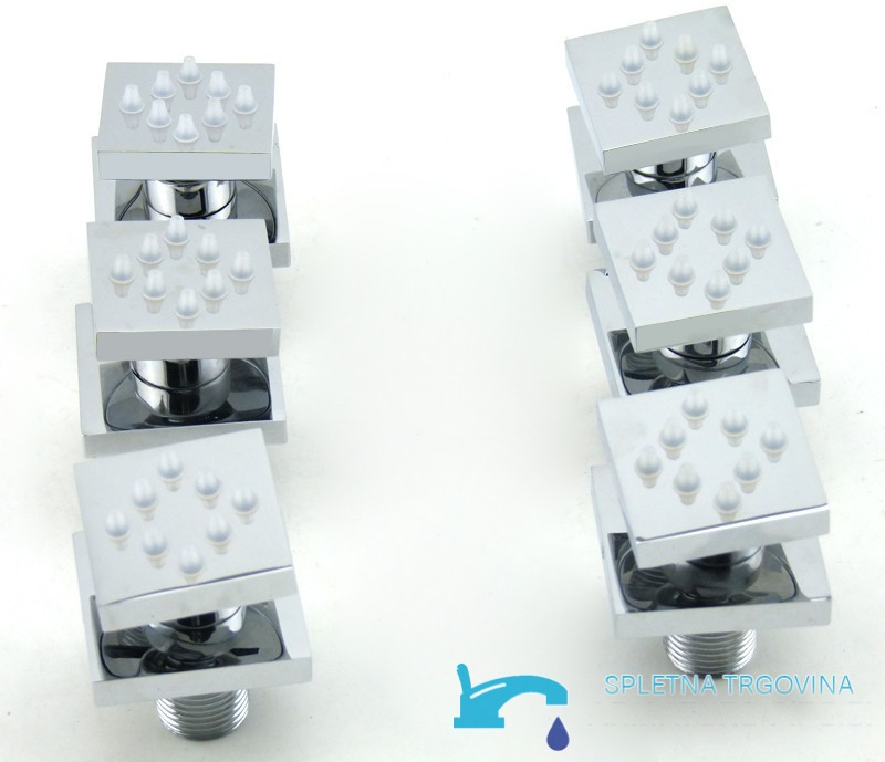 Sistema doccia da incasso EYN PTS50425 in ottone cromato con LED, getti massaggianti e doccia multigetto