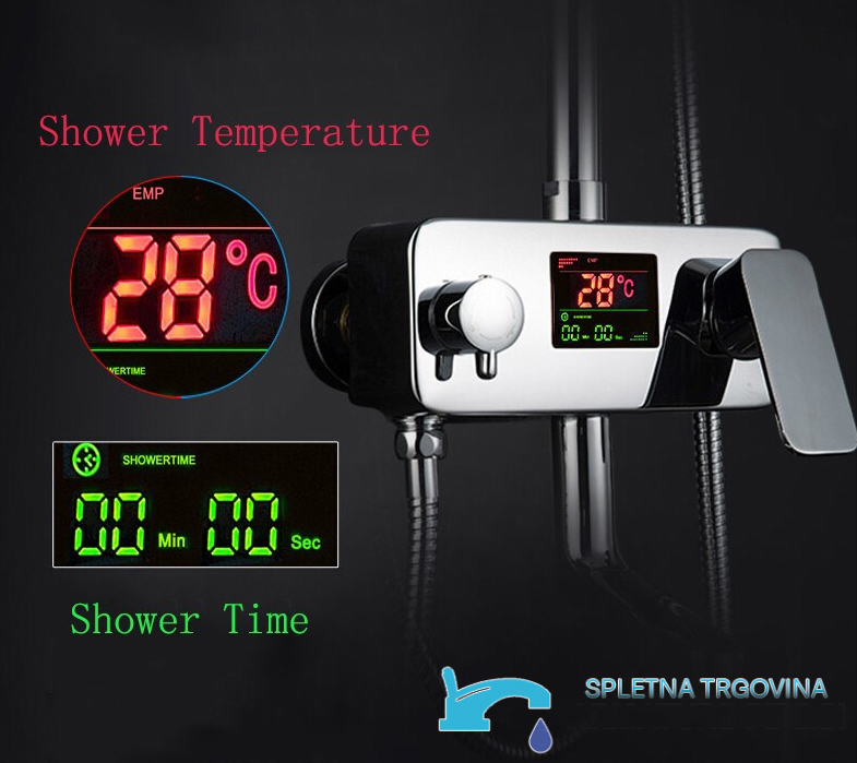 Pannello doccia EYN NTD0341 digitale a installazione esterna con LED, disponibile in più finiture